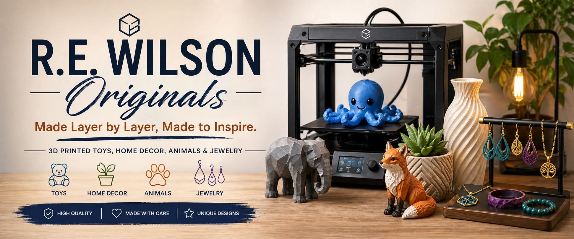 RE Wilson Originals – Unique 3D animals, characters, home decor, jewelry