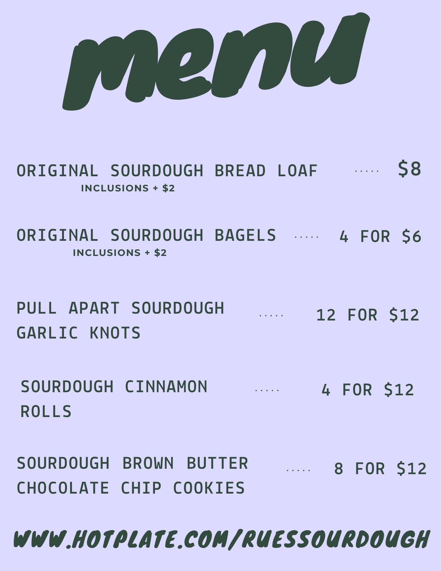 Rue's Sourdough – Homebased bakery