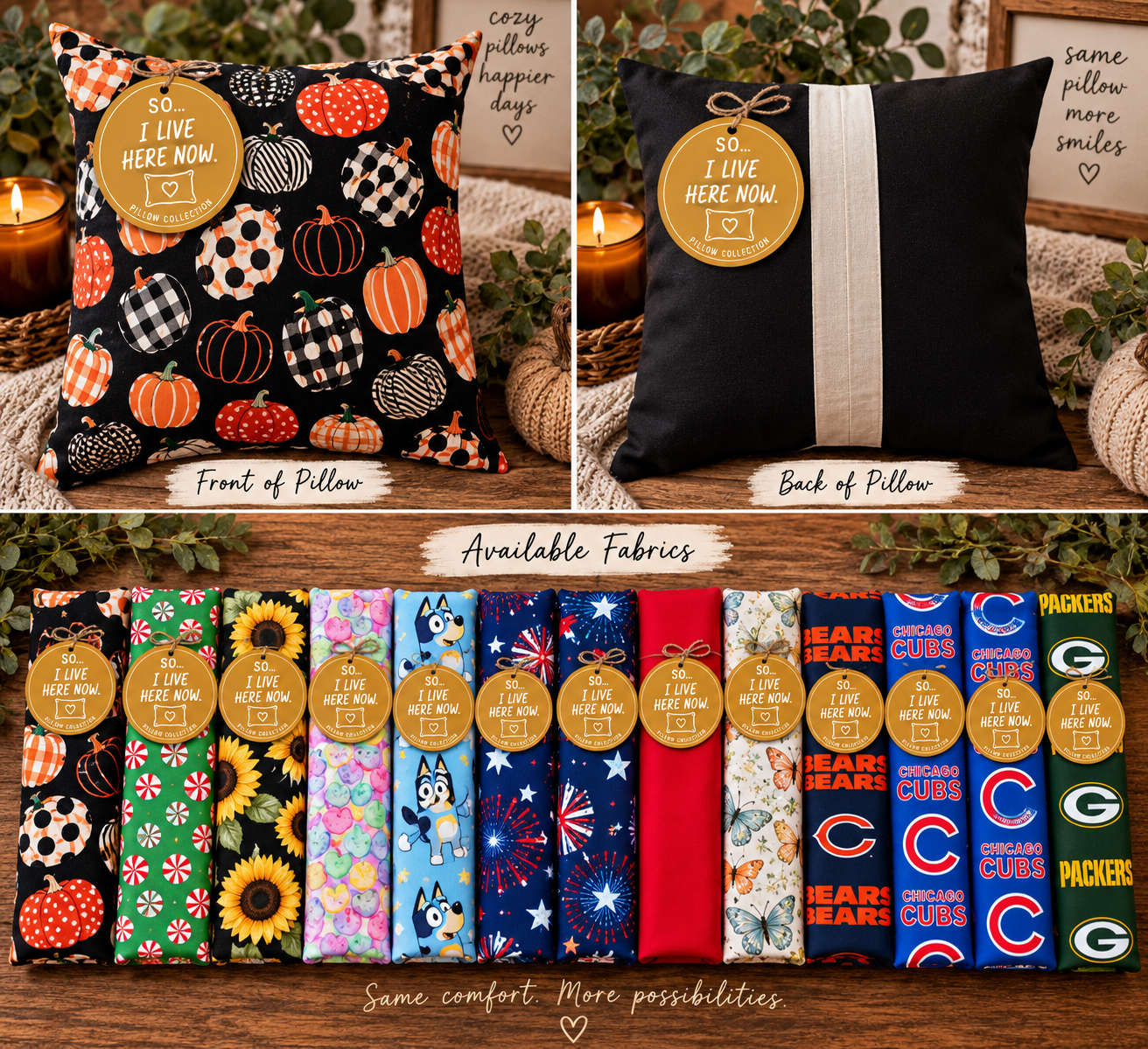 So This Is Life – Hand-sewn scrunchies, headbands, keychains, corn packs, and pillows